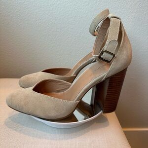 Soludos Beige Ankle Strap Block Heels